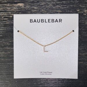 BaubleBar Gold Initial Necklace with Cubic Zirconia
